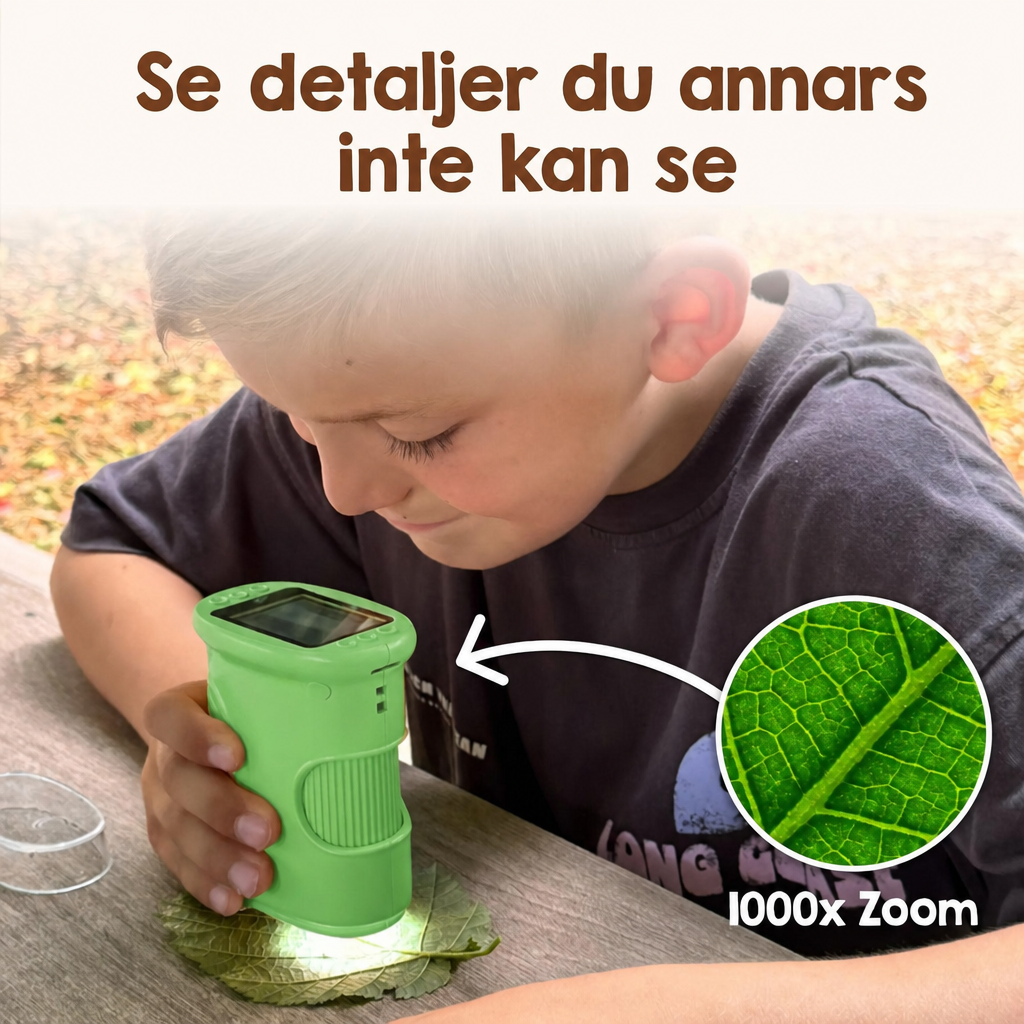 Barn använder äventyrsmikroskop