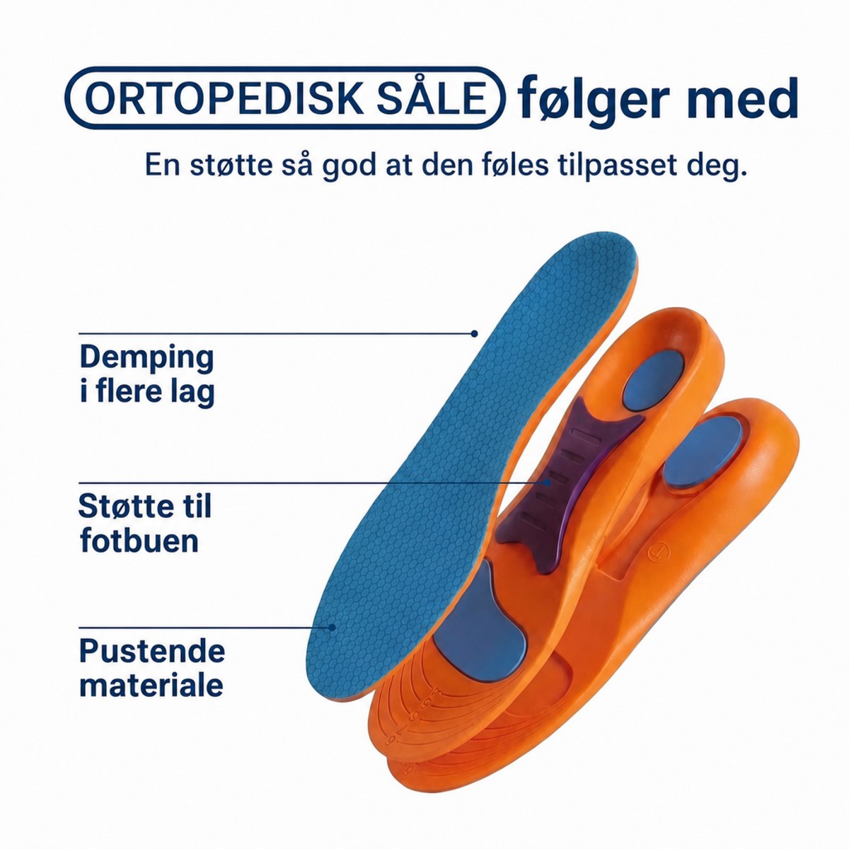 Ortopedisk s&aring;le med st&oslash;tte under svangen