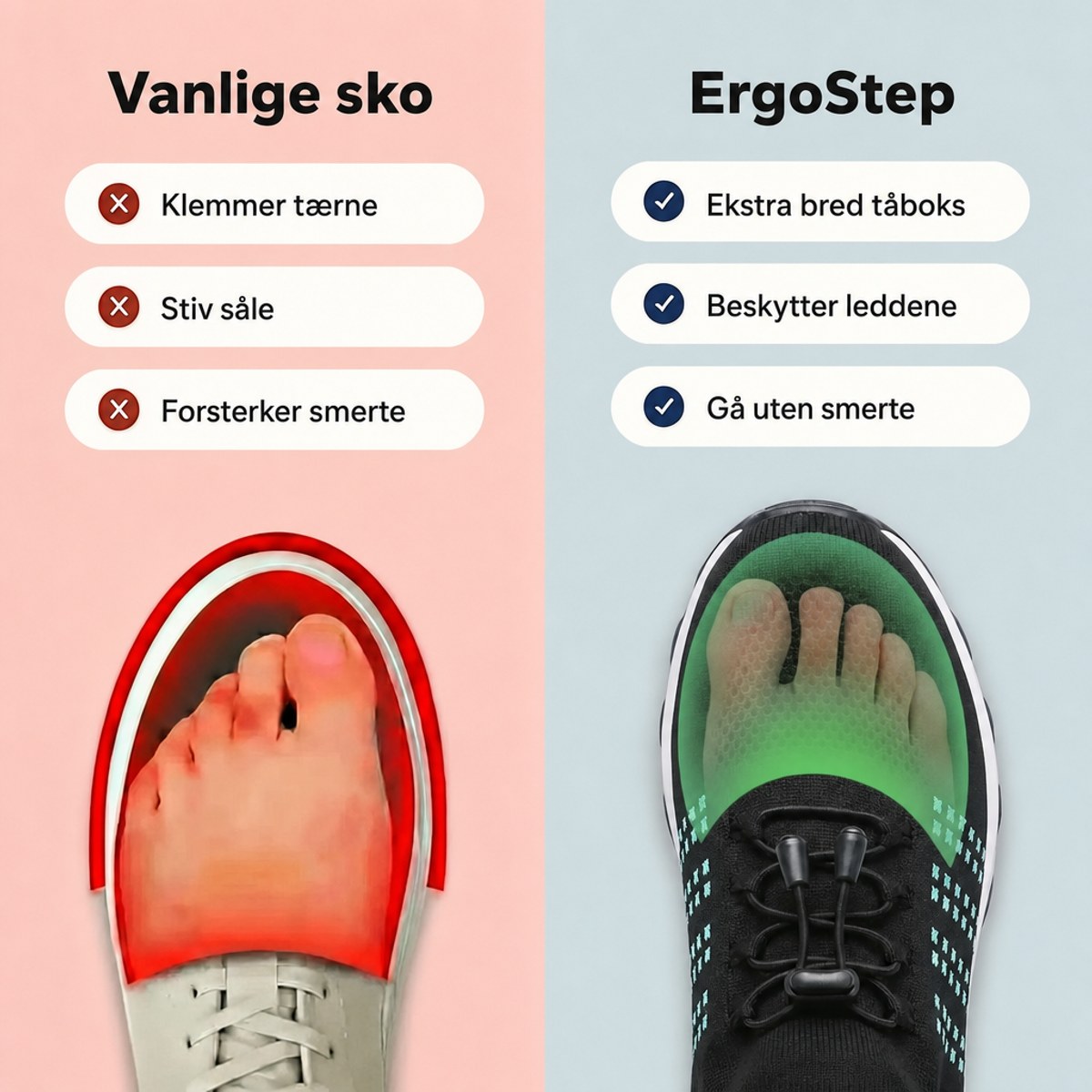 Vanlige sko mot ErgoStep