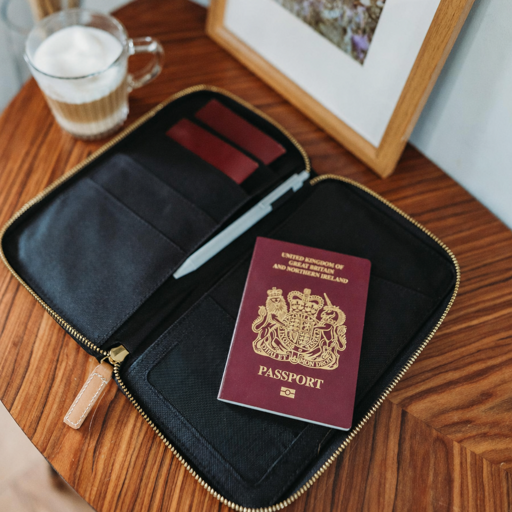 Familie-Passholder for 4 i bruk på reise med familien