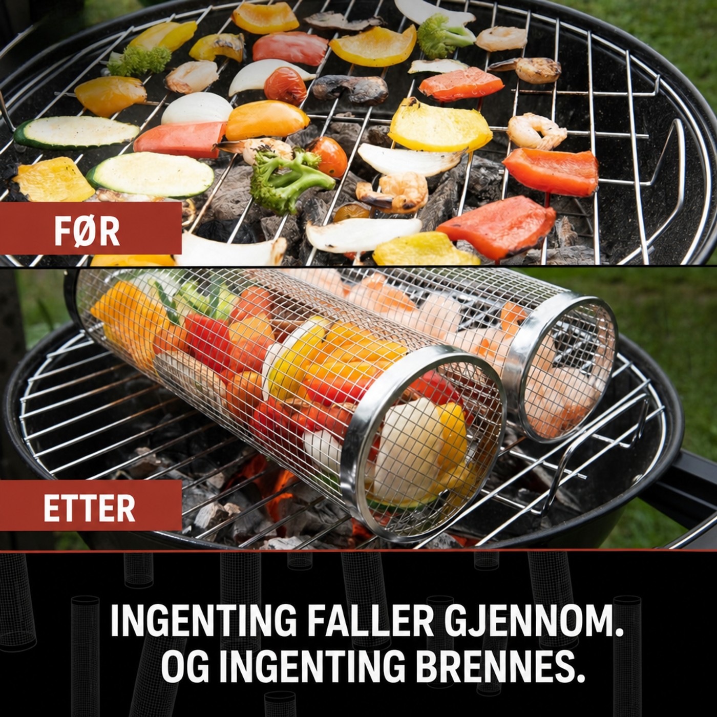 Foer og etter: rist mot grillkurv