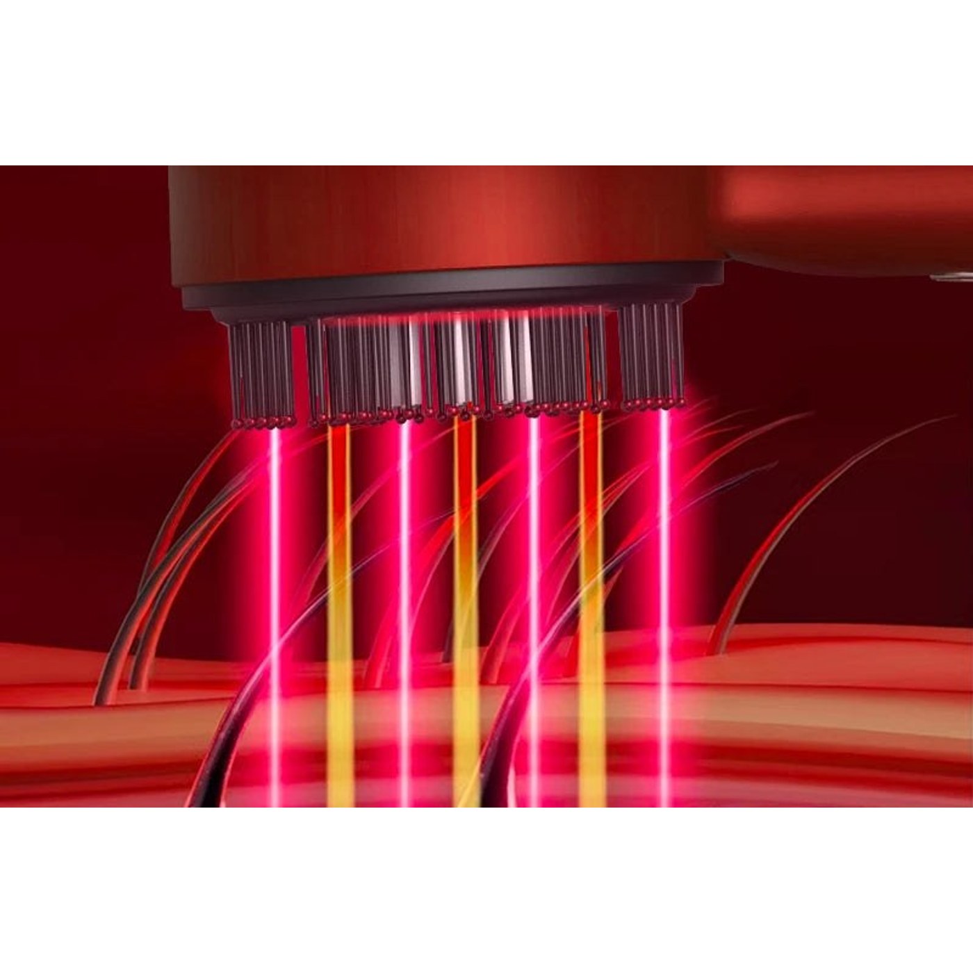 Roedt LED-lys mellom silikonfingrene