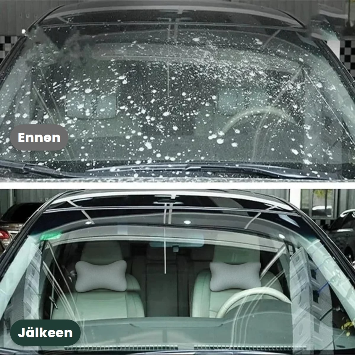 Tuulilasi ennen ja jälkeen