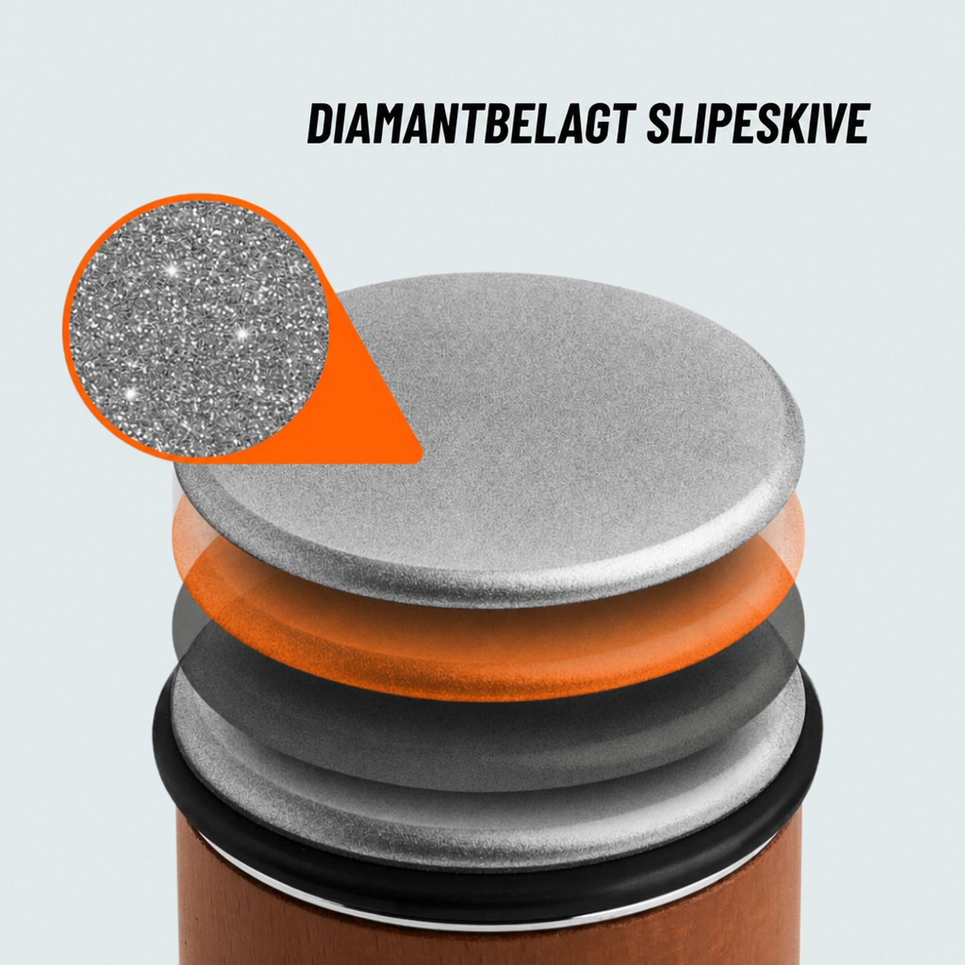 Diamantbelagt slipeskive i naerbilde