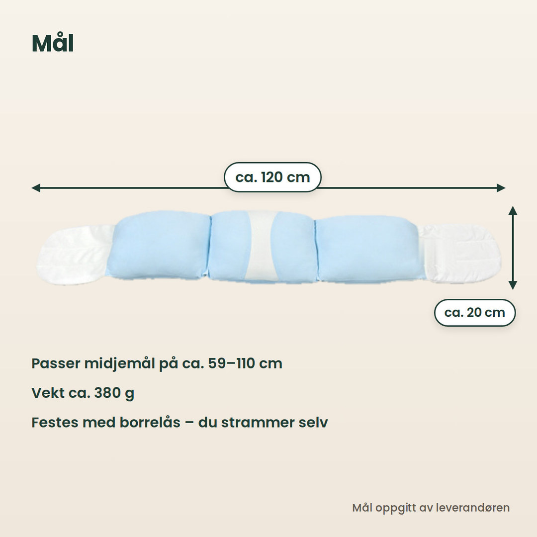 Kvila lagt flatt med mål: ca. 120 cm lang og ca. 20 cm bred