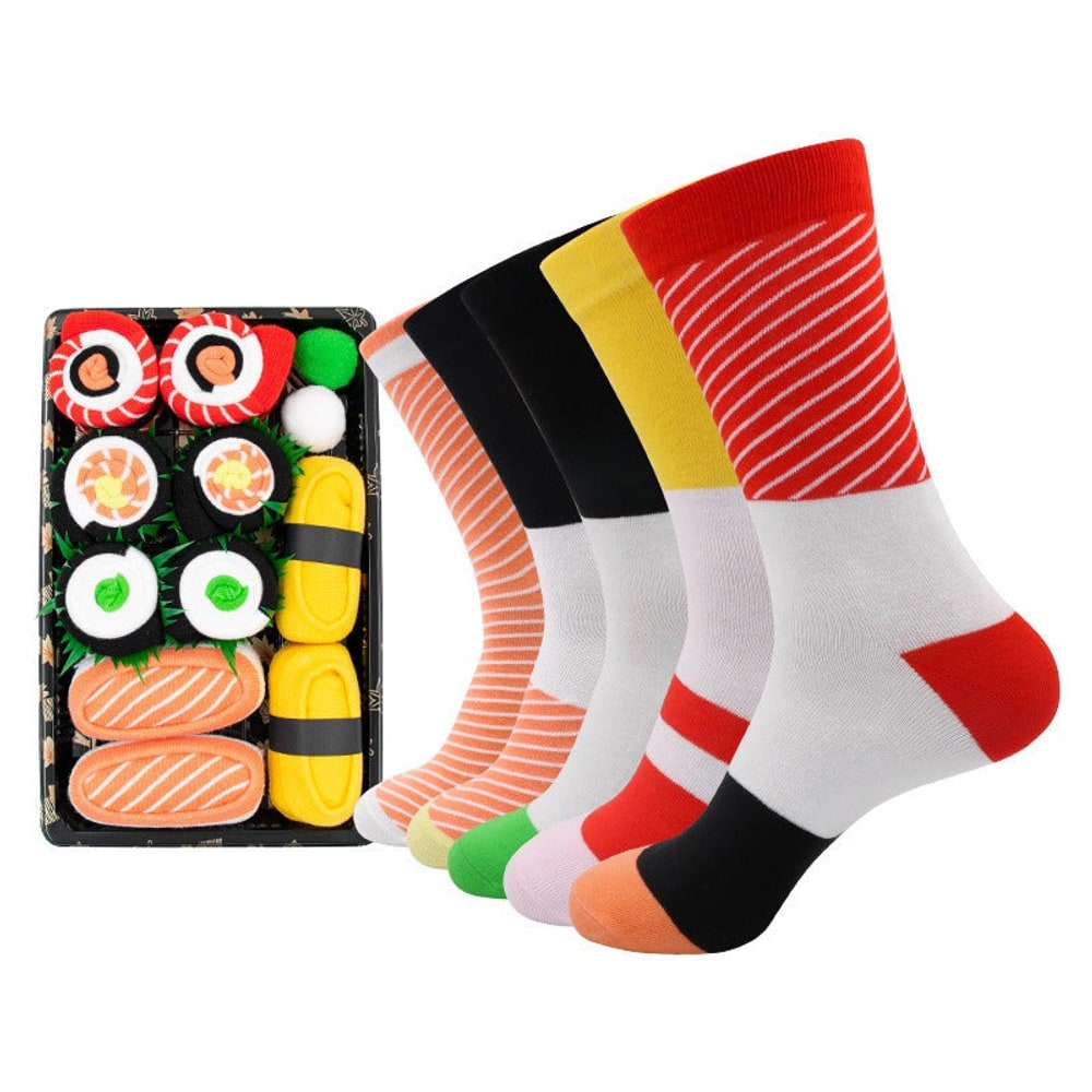 Sushiesken og de fem sokkeparene ved siden av hverandre