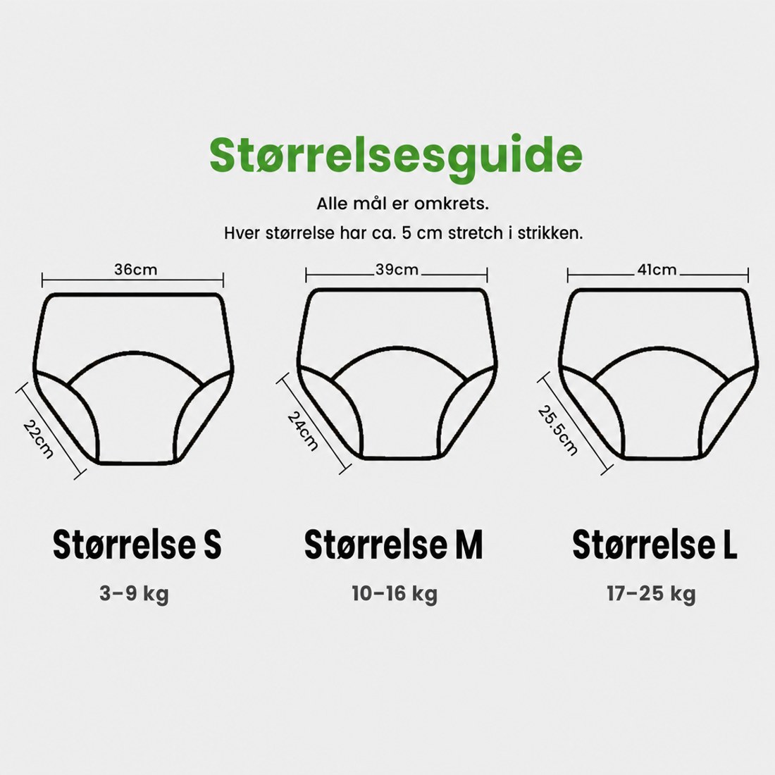 St&oslash;rrelsesguide S, M og L