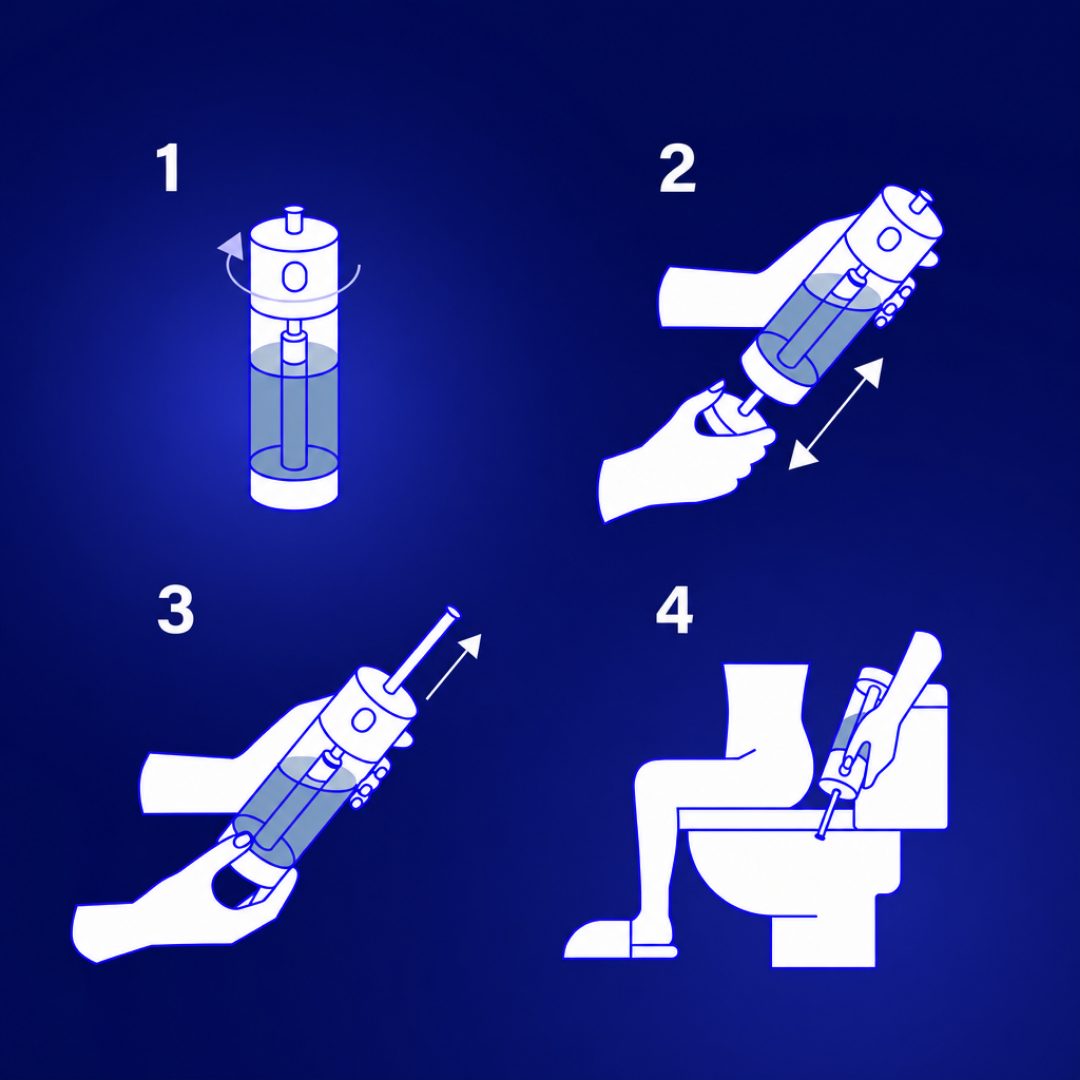 Sådan virker den transportable bidet i fire trin