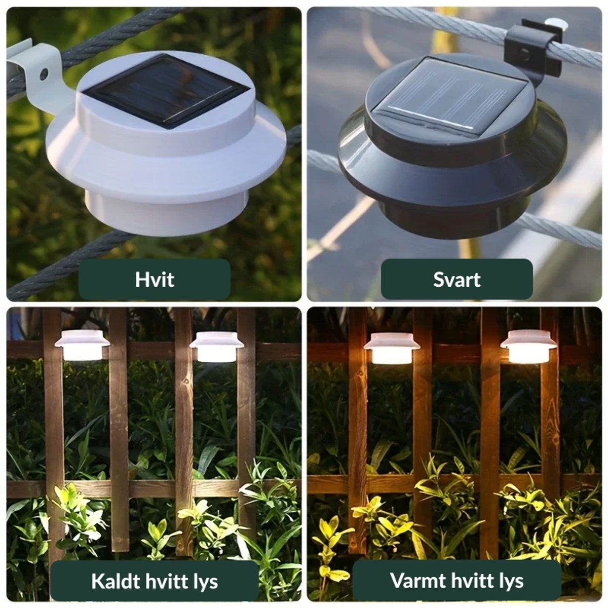 Lampen i hvitt og svart, med kaldt hvitt og varmt hvitt lys