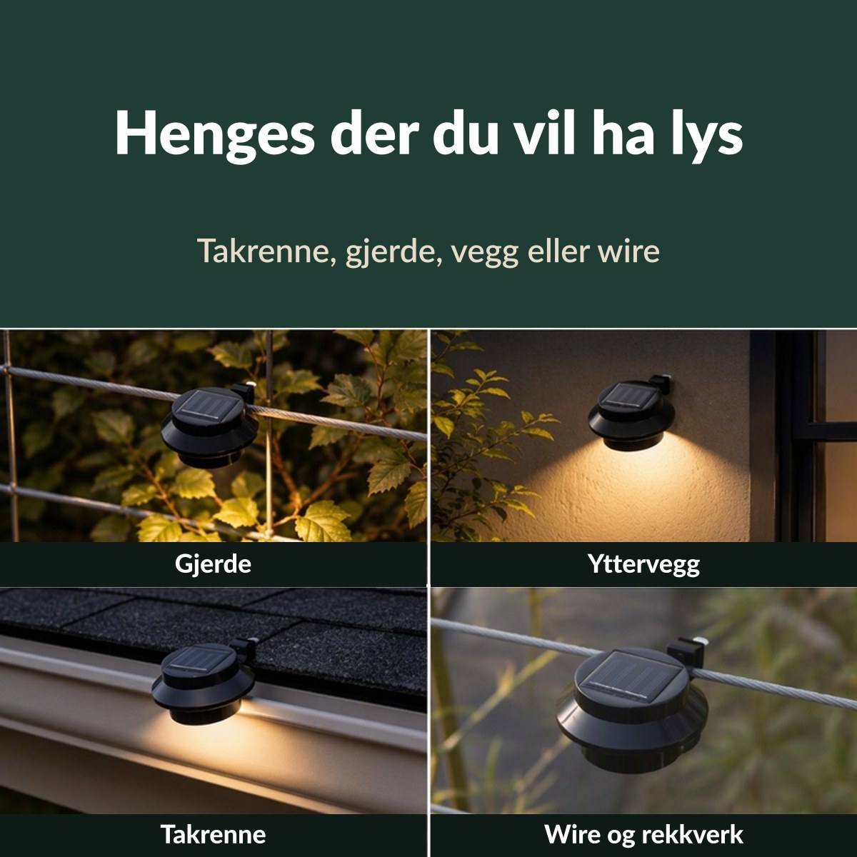 Lampen på gjerde, yttervegg, takrenne og wire