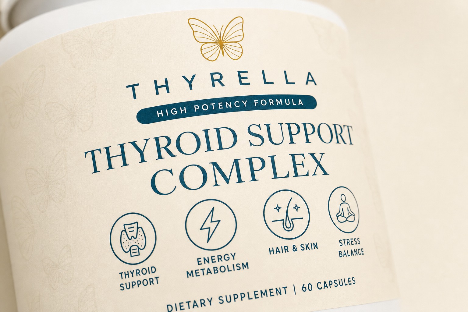 The Thyrella label, every dose printed in full